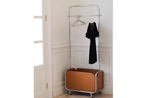 衣帽架购物车架流浪衣帽架挂衣架落地卧室收纳架收纳皮革移动